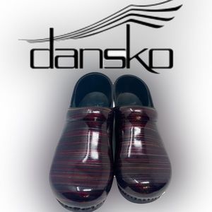 Gorgeous Dansko 40 Nurse Shoes | purple Striped Patent Comfort And Support EUC